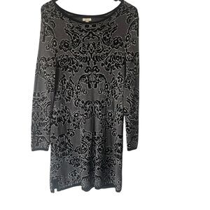 Soma Women's Size Small Black‎ Gray Metallic Party Sweater Mini Dress
